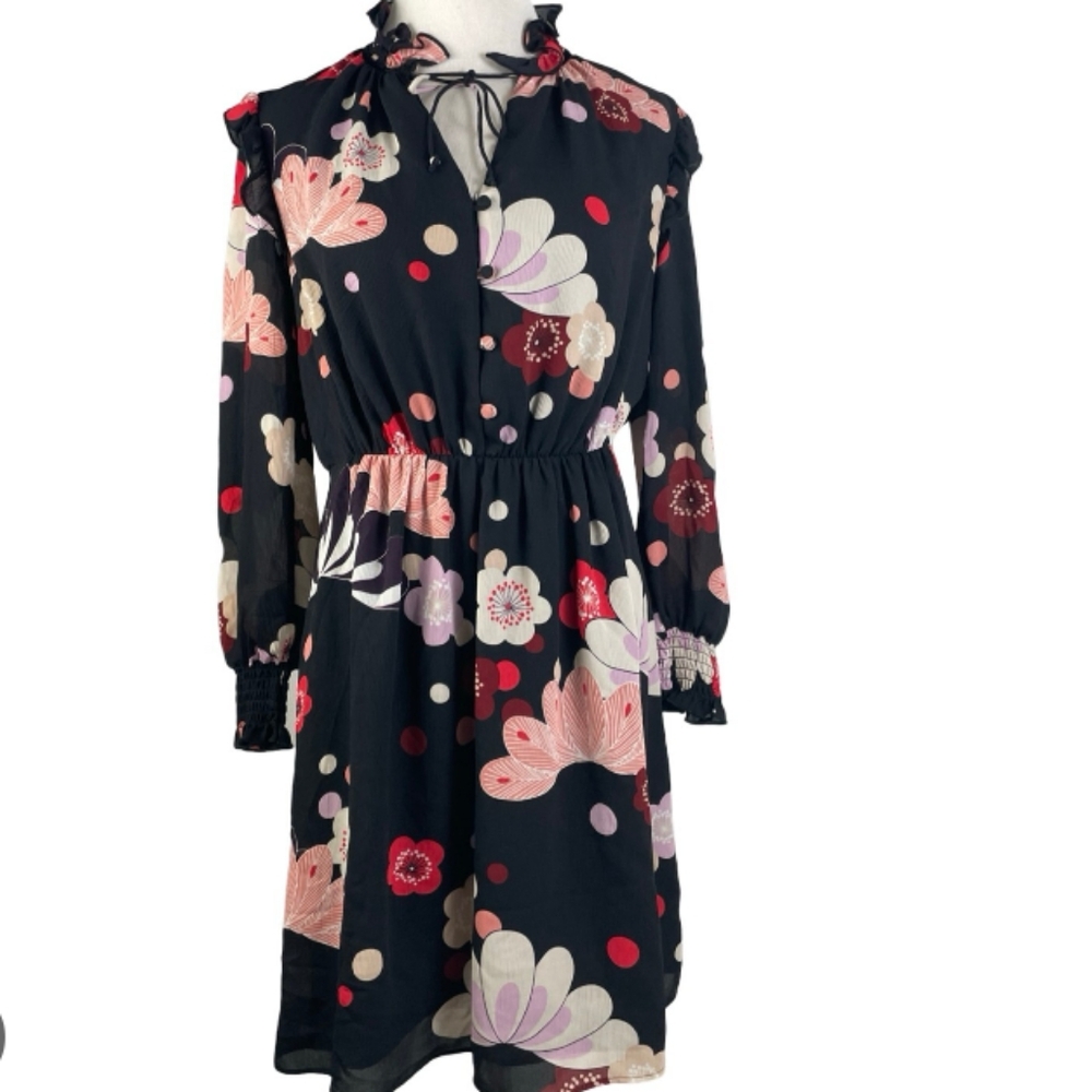 Ann Taylor Floral Black Dress